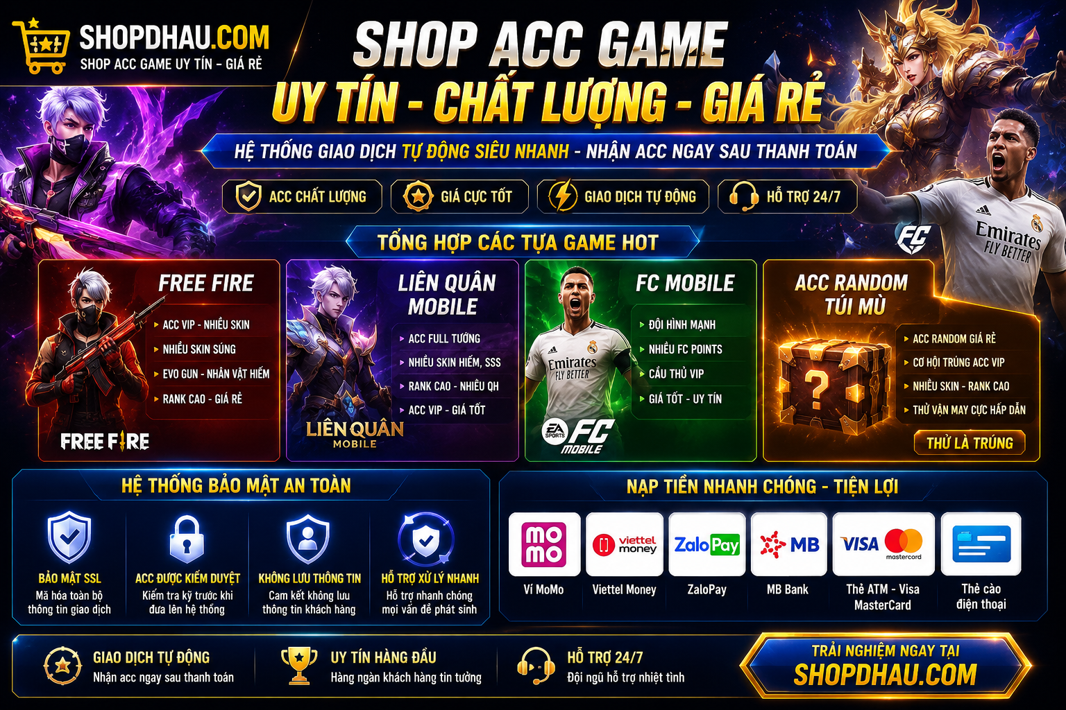 Tổng Hợp Các Loại Game Có Tại ShopDhau.com Và Hướng Dẫn Giao Dịch An Toàn